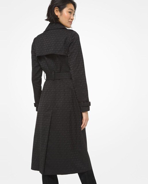 Gabardina larga de mujer de jacquard con logotipo