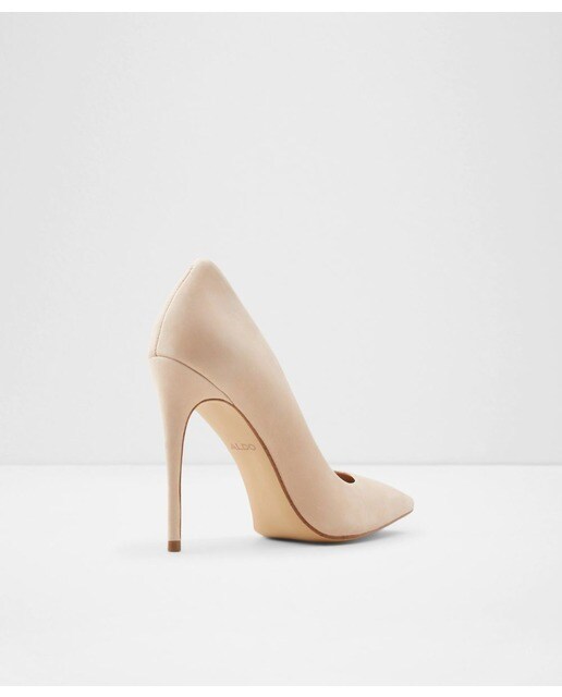 Zapatos de salón de mujer de piel en color natural con punta cuadrada