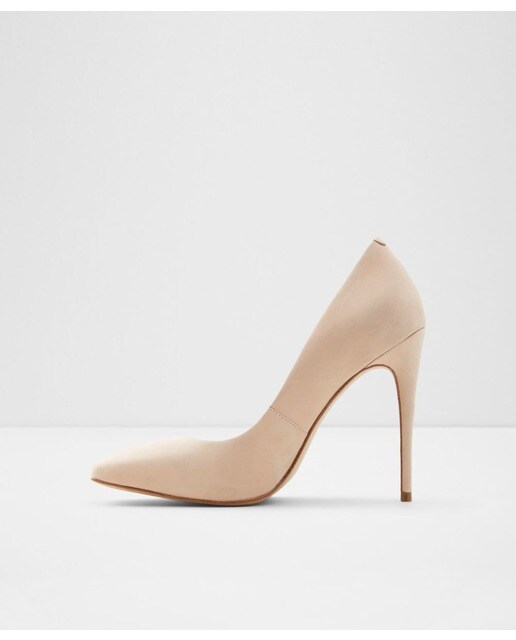 Zapatos de salón de mujer de piel en color natural con punta cuadrada
