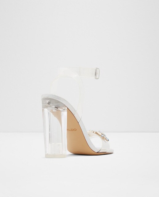 Sandalias de tacón de mujer Aldo con tiras transparentes y pedrería