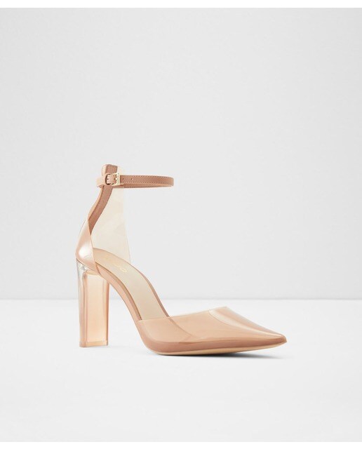 Zapatos de salón de mujer en color natural con pulsera al tobillo