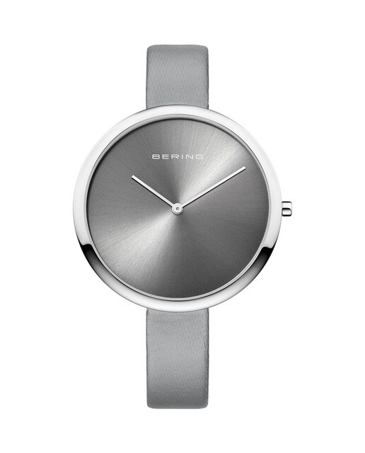 Reloj de mujer Bering 12240-609 CLASSIC con correa de cuero forrada con tela satinada