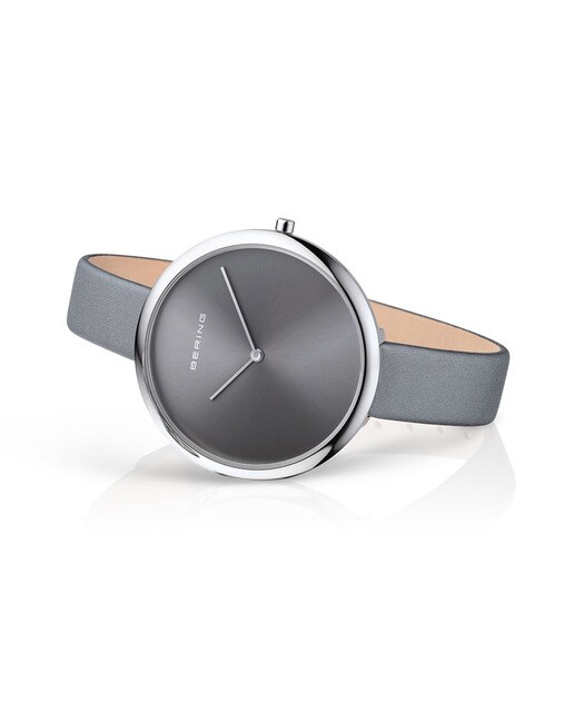 Reloj de mujer Bering 12240-609 CLASSIC con correa de cuero forrada con tela satinada