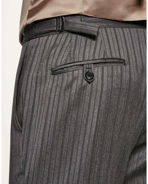 Pantalón de hombre regular de chaqué a rayas color negro
