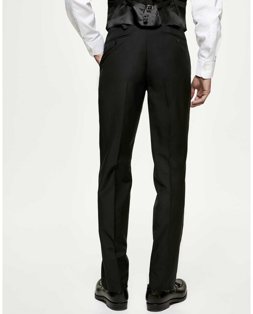 Pantalón de hombre de esmoquin regular color negro