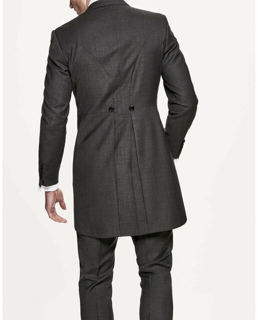 Traje de hombre chaqué regular de tres piezas color gris