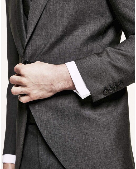 Traje de hombre chaqué regular de tres piezas color gris