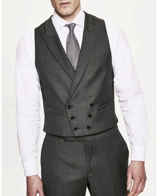 Traje de hombre chaqué regular de tres piezas color gris