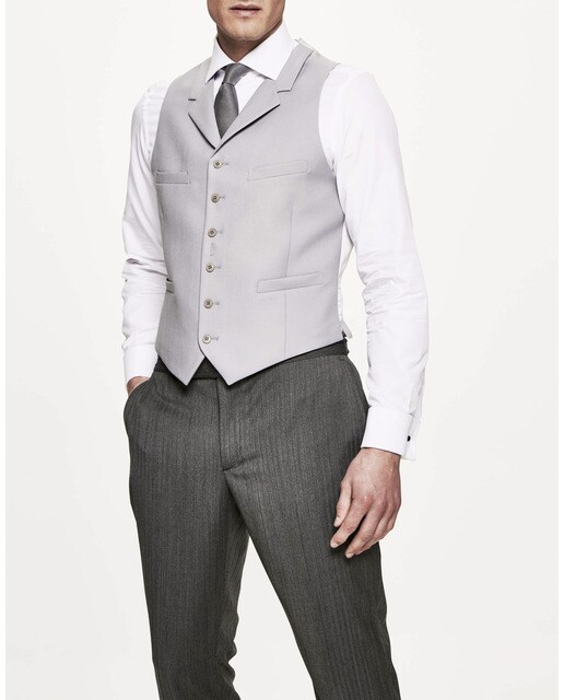 Chaleco de hombre de chaqué recto color gris