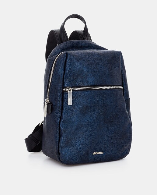 Mochila de mujer Abbacino en azul metalizado con varios bolsillos