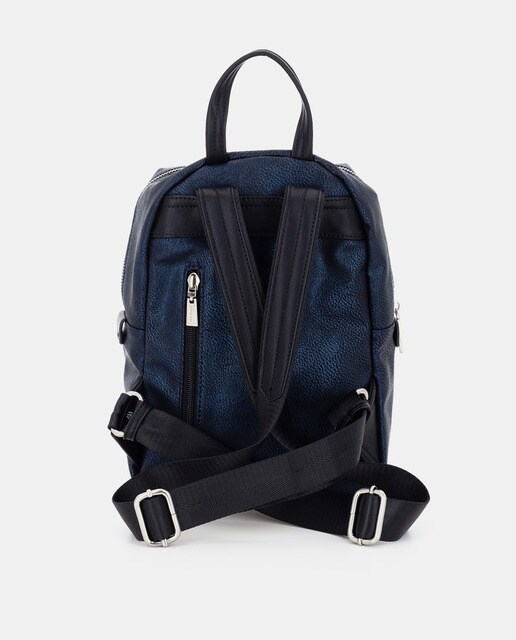 Mochila de mujer Abbacino en azul metalizado con varios bolsillos