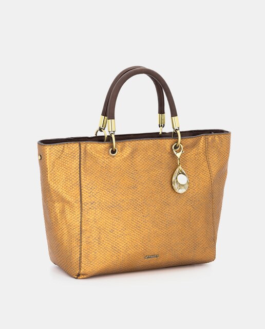 Bolso de mano de mujer Abbacino en bronce con asa bandolera extraíble