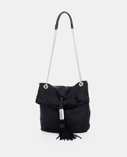 Bandolera de mujer Abbacino Rossinyol negro de malla metálica