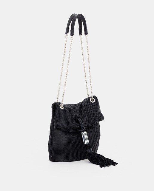 Bandolera de mujer Abbacino Rossinyol negro de malla metálica