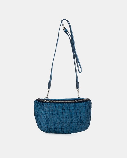 Bolso pequeño Abbacino Massanella de piel azul trenzada