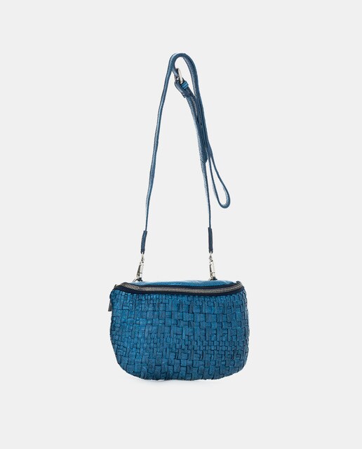 Bolso pequeño Abbacino Massanella de piel azul trenzada