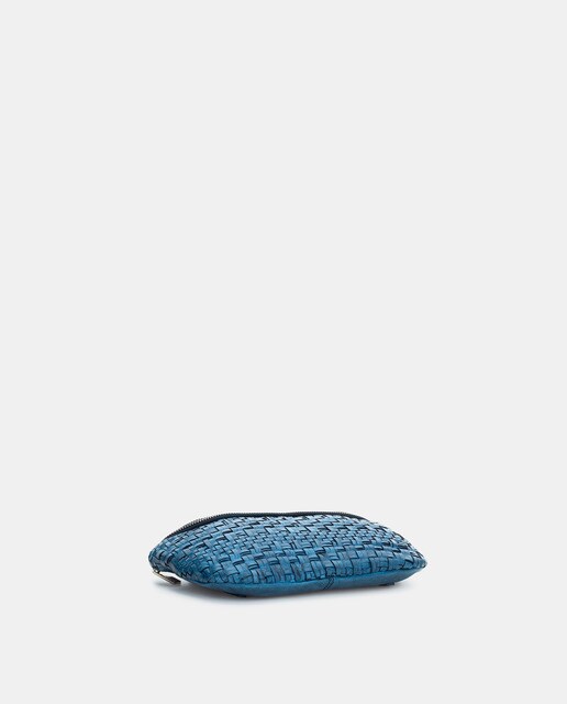 Bolso pequeño Abbacino Massanella de piel azul trenzada