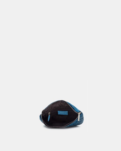 Bolso pequeño Abbacino Massanella de piel azul trenzada
