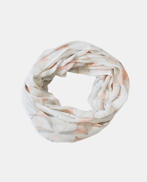 Pañuelo Abbacino Cadernera en color beige con estampado de pájaros