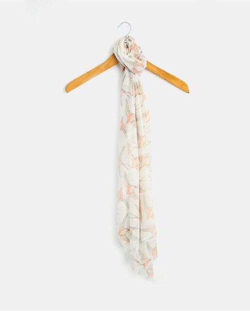 Pañuelo Abbacino Cadernera en color beige con estampado de pájaros