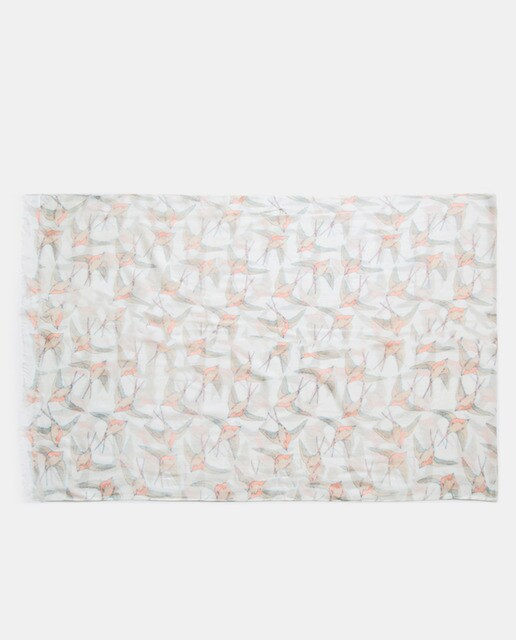 Pañuelo Abbacino Cadernera en color beige con estampado de pájaros