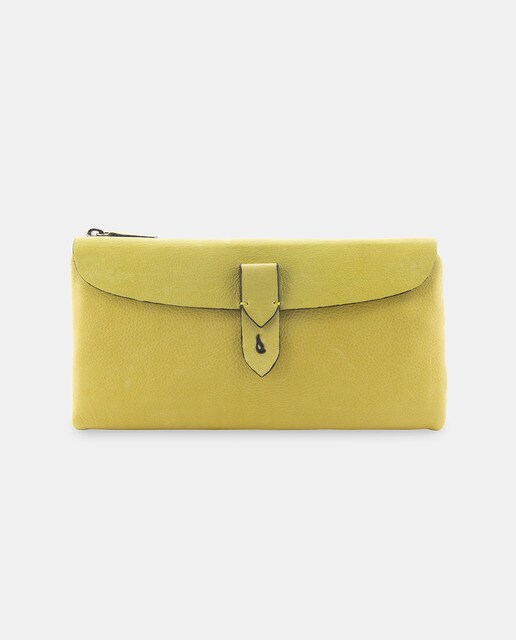 Cartera grande de mujer Abbacino Mèrlera de piel amarilla con cremallera