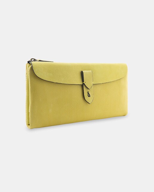 Cartera grande de mujer Abbacino Mèrlera de piel amarilla con cremallera