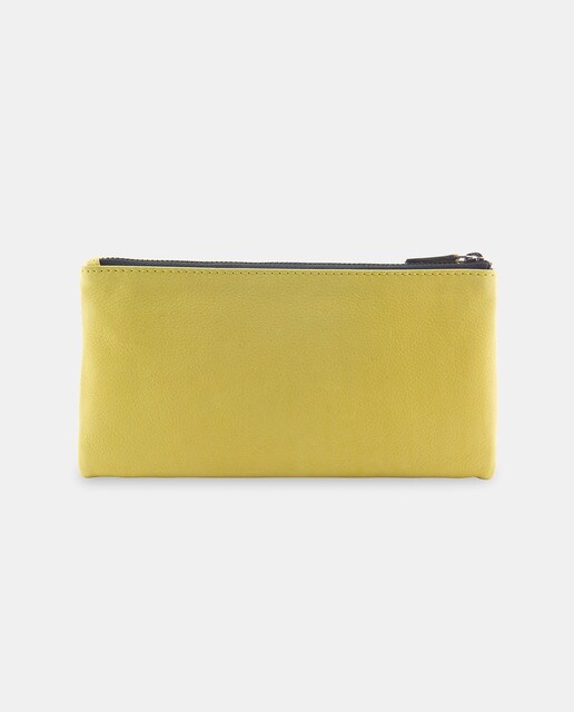 Cartera grande de mujer Abbacino Mèrlera de piel amarilla con cremallera