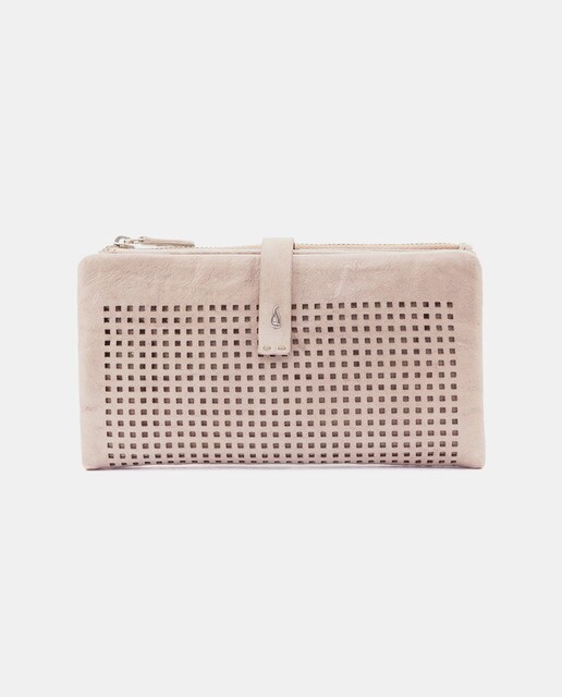 Cartera grande de mujer Abbacino Verola de piel en color beige troquelada