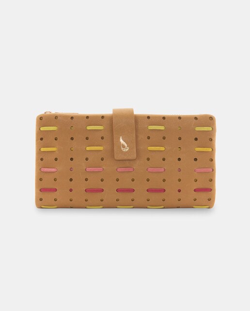Cartera grande de mujer Abbacino Maristella de piel marrón con cremalleras