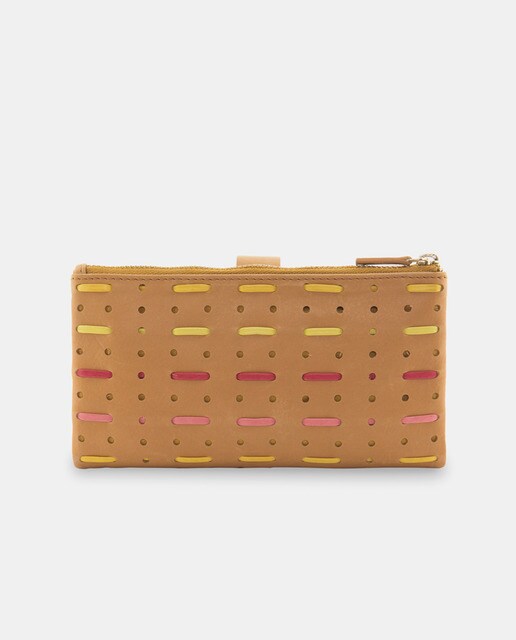 Cartera grande de mujer Abbacino Maristella de piel marrón con cremalleras