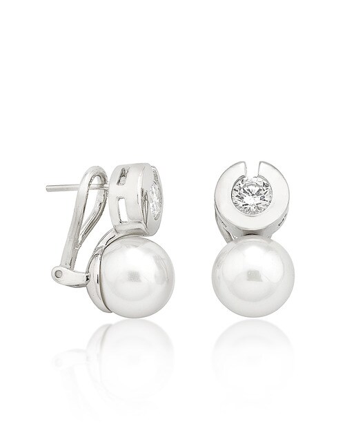 Pendientes Majorica Exquisite de plata rodiada con perla blanca
