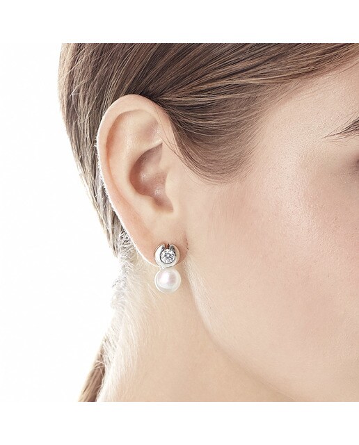 Pendientes Majorica Exquisite de plata rodiada con perla blanca