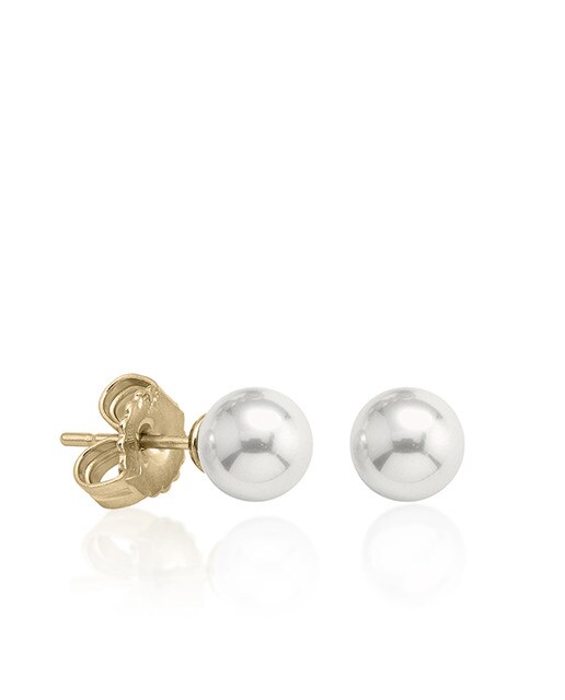 Pendientes Majorica Lyra de plata dorada con perla blanca