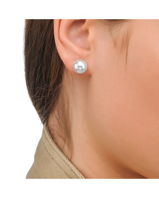 Pendientes Majorica Lyra de plata dorada con perla blanca