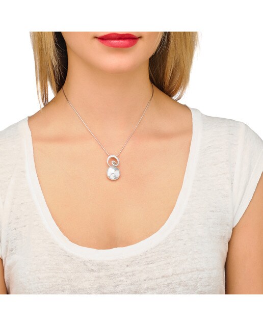 Colgante Majorica Espiral de plata con perla blanca