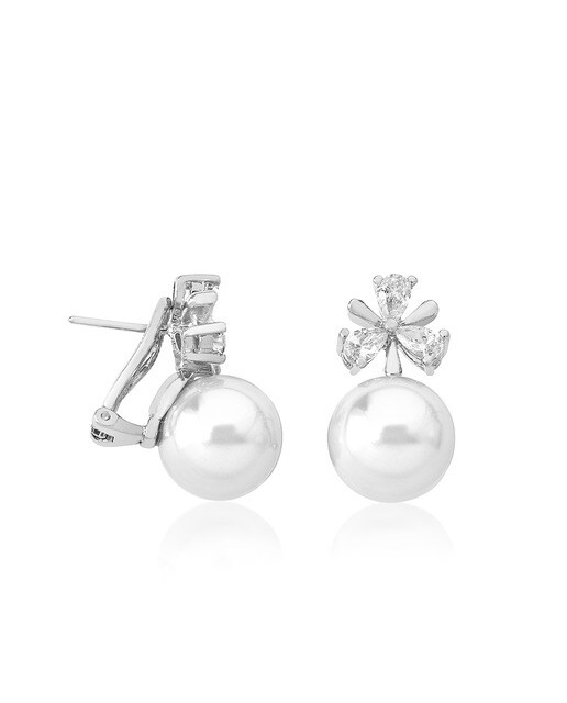 Pendientes Majorica Venus de plata con perla blanca