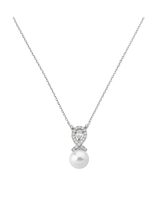 Collar Majorica Exquisite de plata rodiada con perla blanca