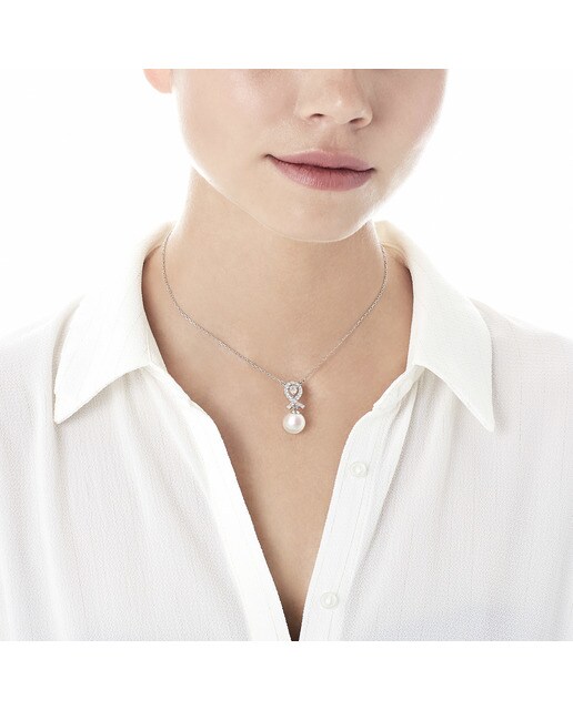 Collar Majorica Exquisite de plata rodiada con perla blanca