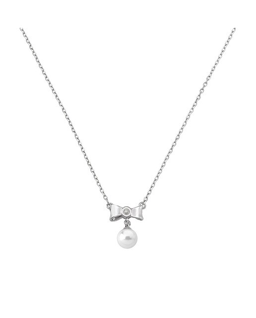 Collar Majorica Romance de plata rodiada con perla blanca