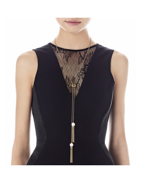 Collar Majorica Gatsby de acero con perla blanca