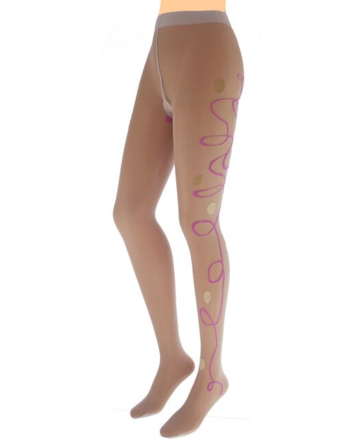 Panty Party 305 de 10 deniers con serigrafia y rombo en algodón