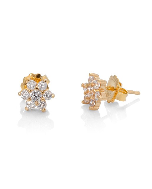 Pendientes Vidal & Vidal Colección Essentials chapado en oro 18 Ktes flor circonitas