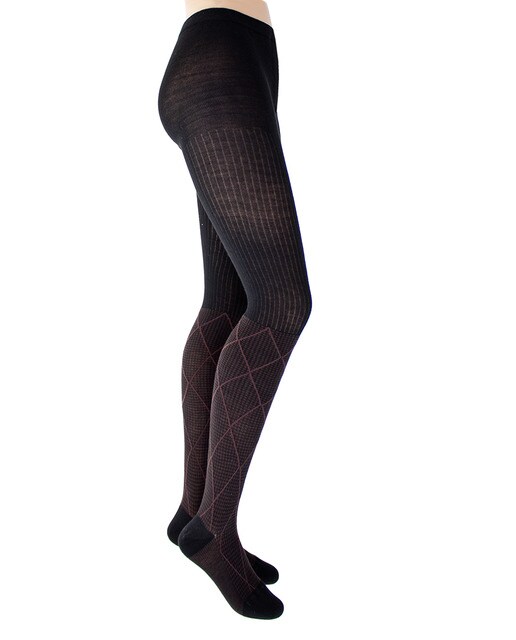 Panty Dama de canalé con efecto calcetín