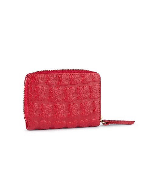 Cartera de mujer Tous de piel con osos grabados en rojo