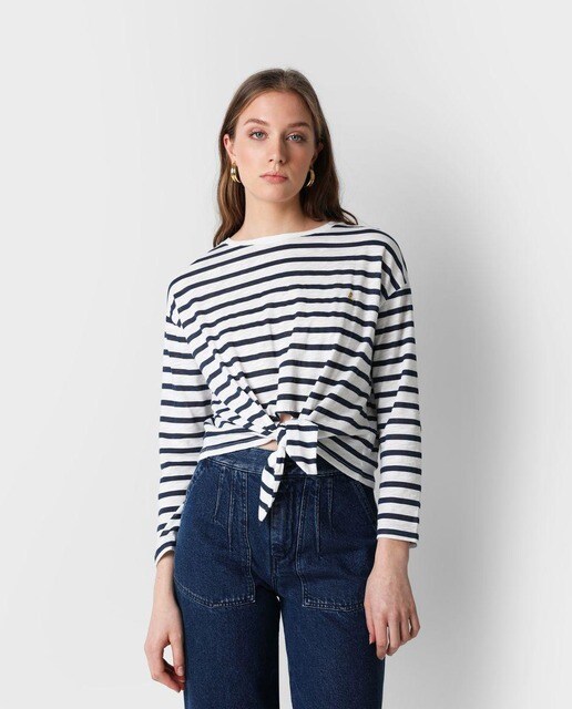 Camiseta de mujer de algodón de rayas