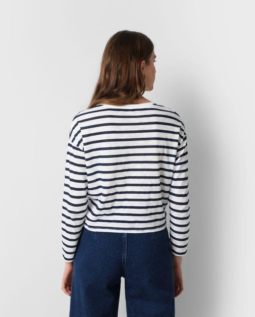 Camiseta de mujer de algodón de rayas