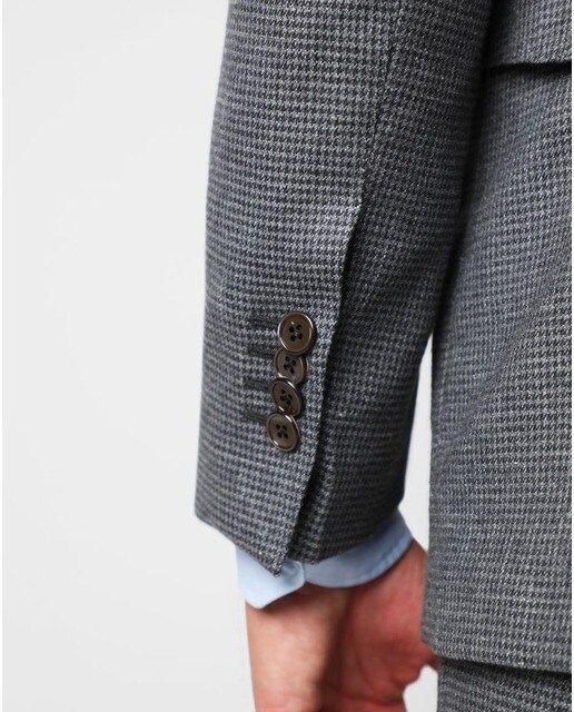 Traje de hombre regular con tejido de lana en gris