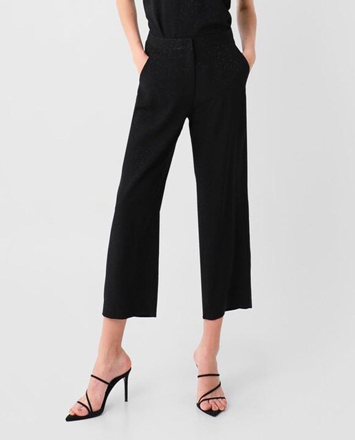 Pantalón culotte de mujer de tiro alto en negro
