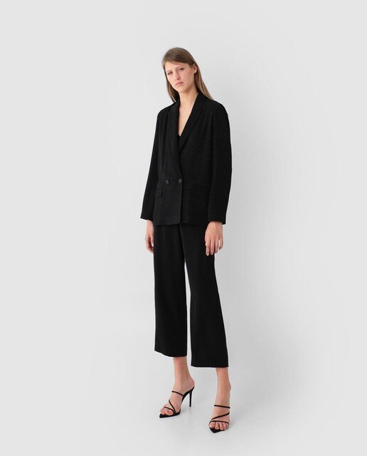 Pantalón culotte de mujer de tiro alto en negro
